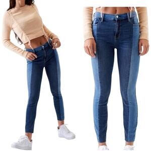 Pacsun Y2K High Rise Two Tone Color Block Twee Skater Skinny Jeans Size 26